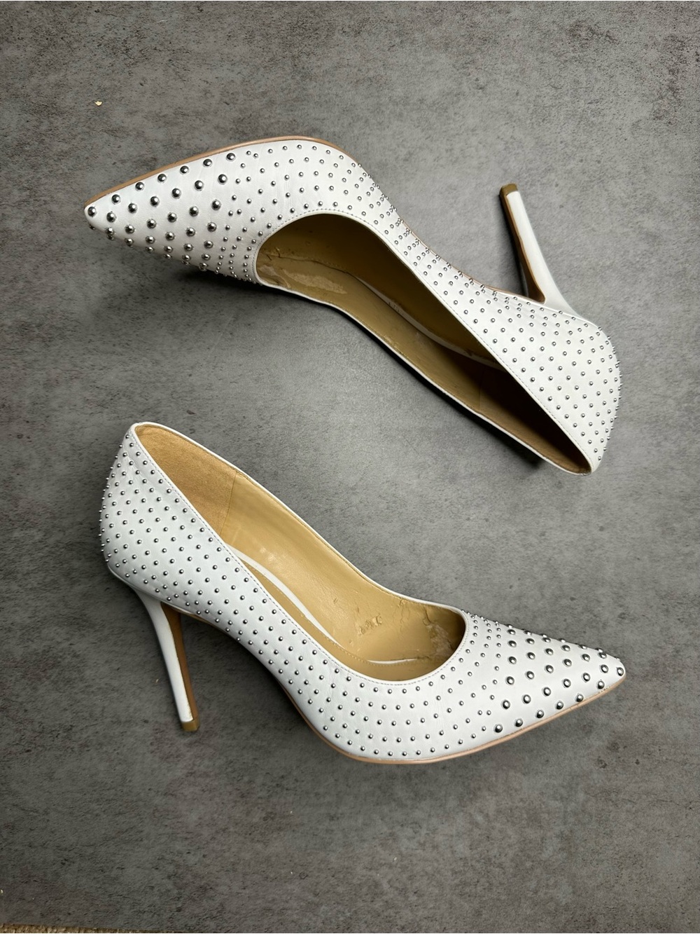 Michael Kors Claire Studded Leather Pumps Optic White Size 7.5M